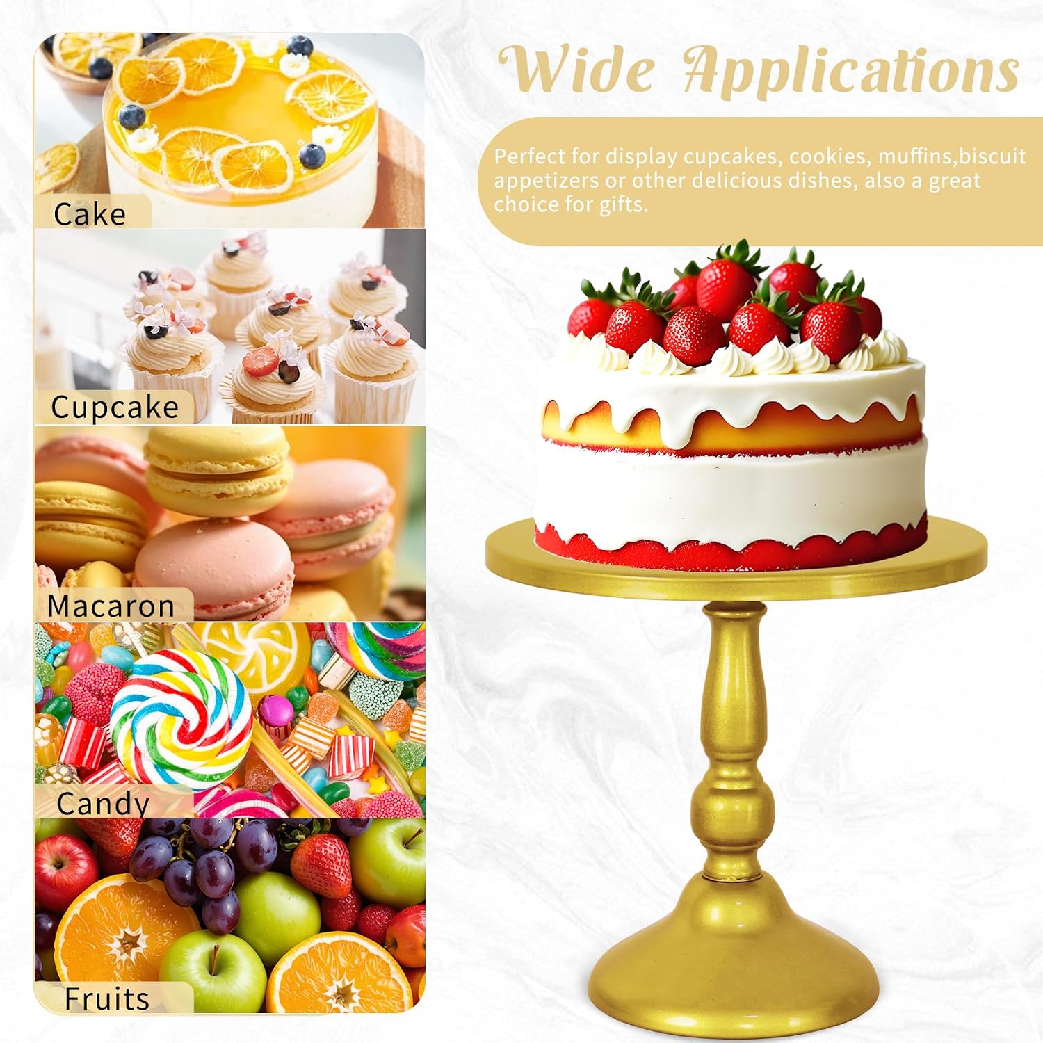 8 Pcs Cake Stand Gold Metal Dessert Table Display Set, 3-Tier Cupcake Stand, Cake Display Tower and Cookie Tray Rack