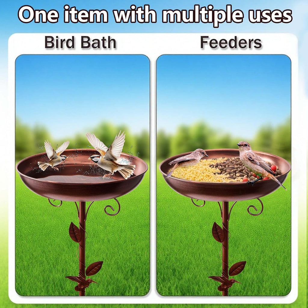 Metal Bird Bath for Outside,Outdoor 40'' Tall Removable Bowl