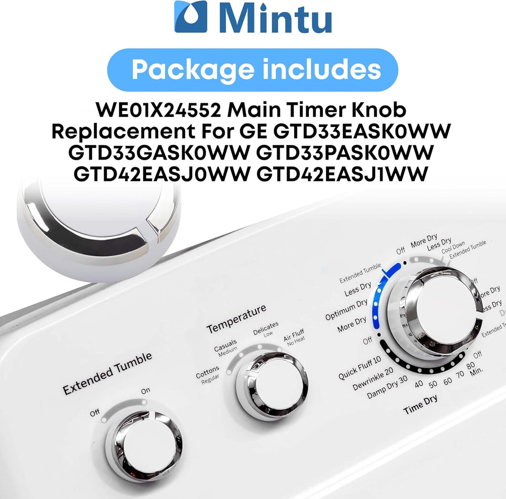 WE01X24552 Main Timer Knob Replacement For GE GTD45EASJ0WS GTD45EASJ1WS GTD45EASJ2WS GTD45GASJ0WS GTD45GASJ1WS GTD45GASJ2WS GTX33EASK0WW GTX33GASK0WW Dryer