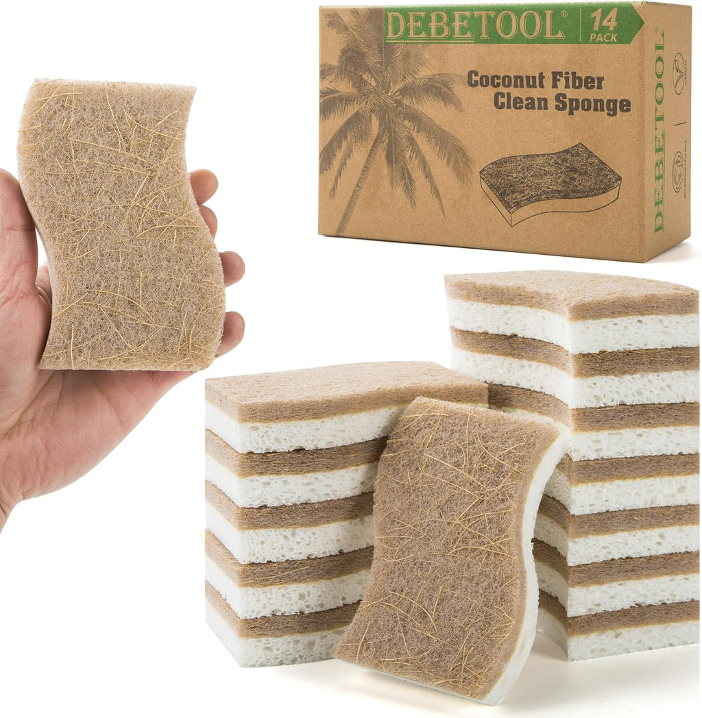 14 Pack Coconut Sponge with Cellulose, White