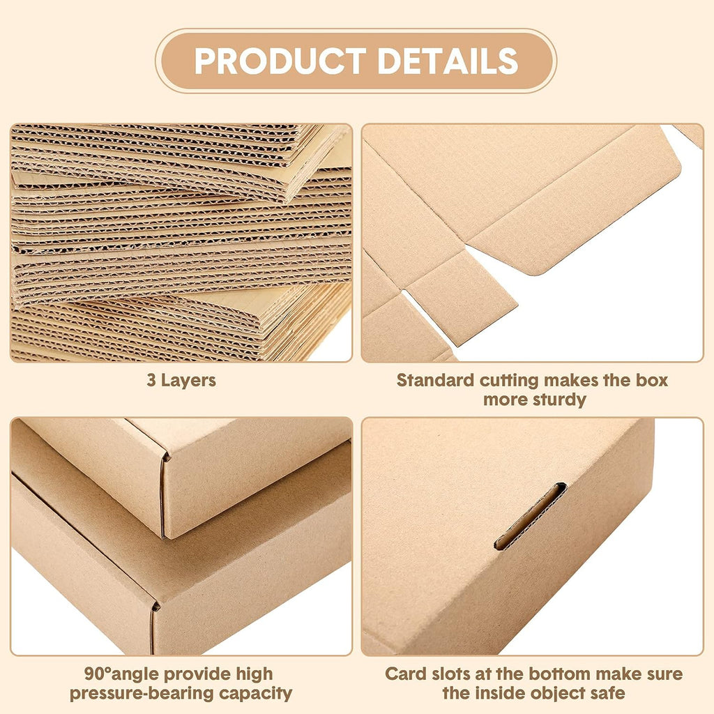 100 Pcs Small Shipping Boxes, 6 x 6 x 2 Inches, Brown