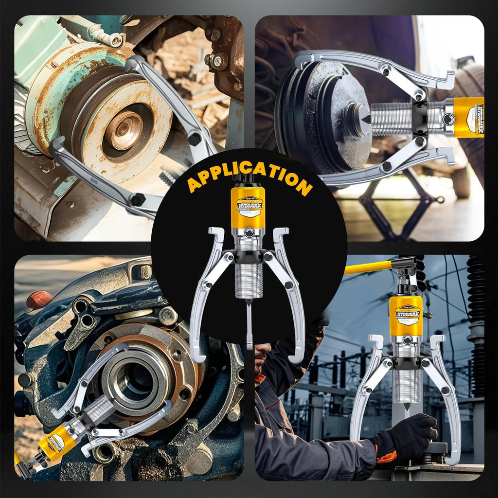 5 Ton Hydraulic Gear Puller Kit, Wheel Bearing Pulling Separator, 3 Jaw Puller, Vertically & Horizontally, w/Case