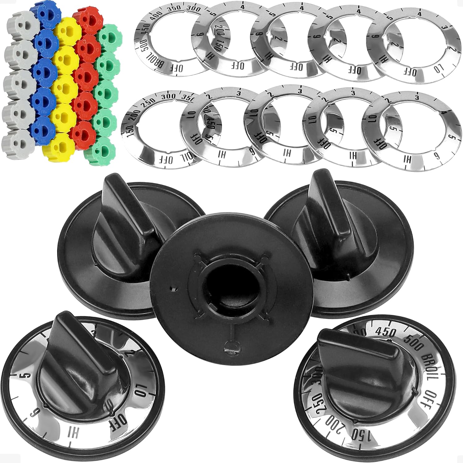 KN002 Stove Knobs Replacement for Roper Whirlpool Electric Stove - 5 Pack | KN002 RKE Electric Range Burner Knobs