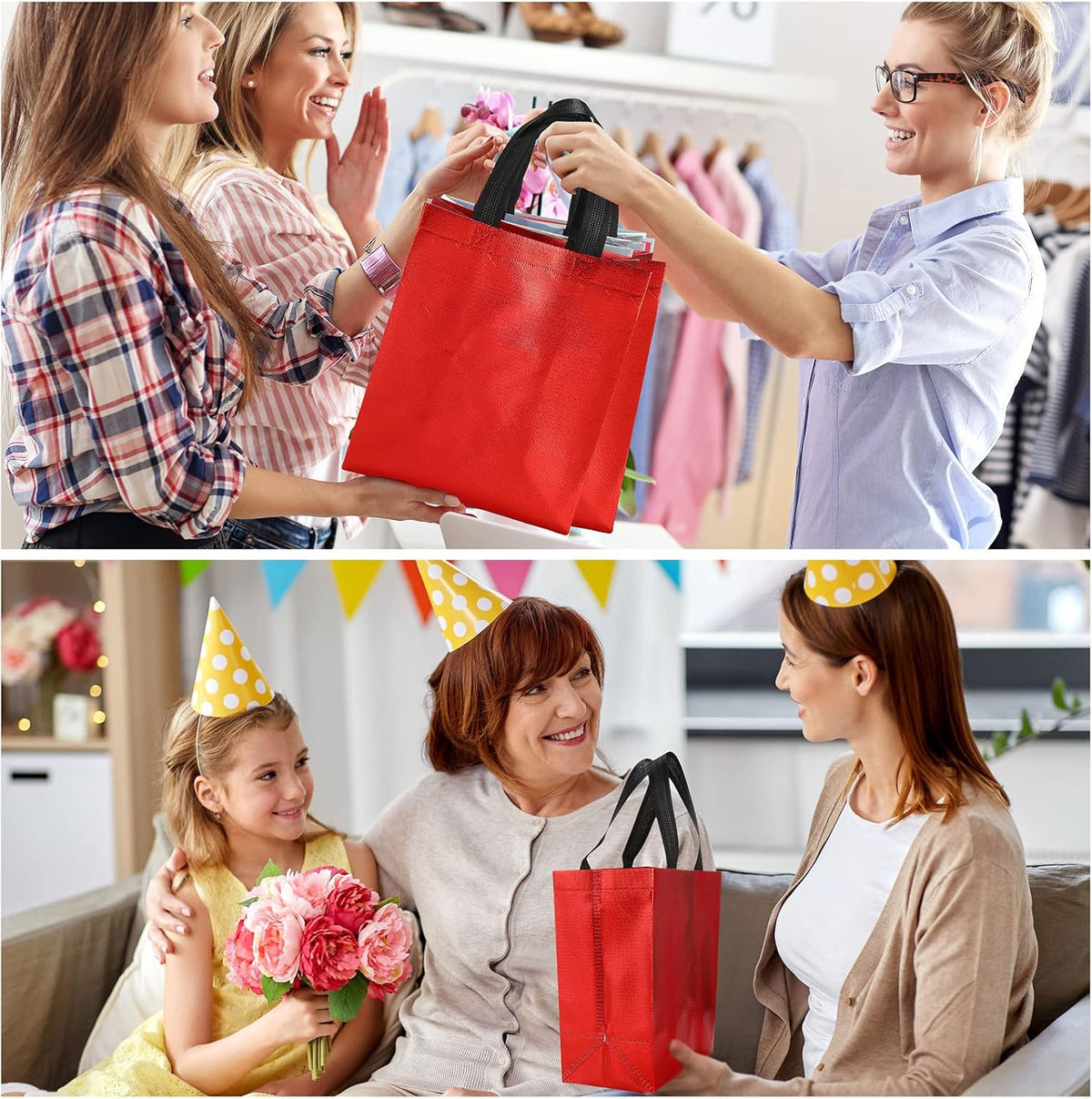 80 Pcs Reusable Gift Bags, Medium, Colorful