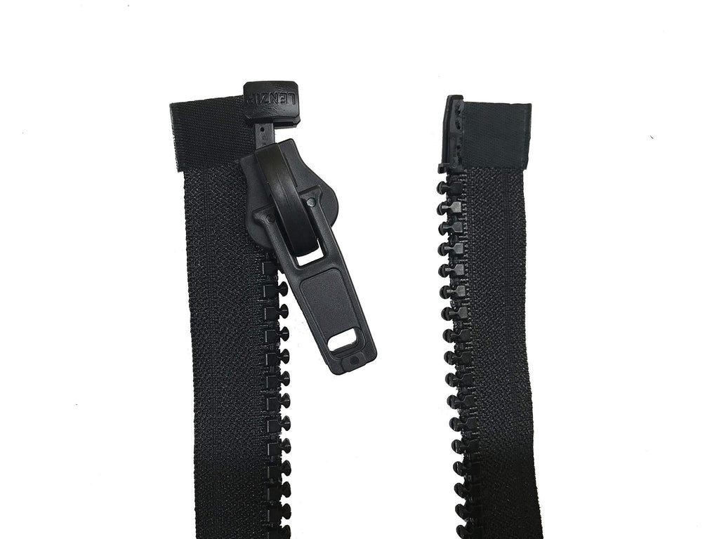 EZ-Xtend Lenzip #10 Separating Zipper, Dbl Plastic Lock Pull (Black, 18")
