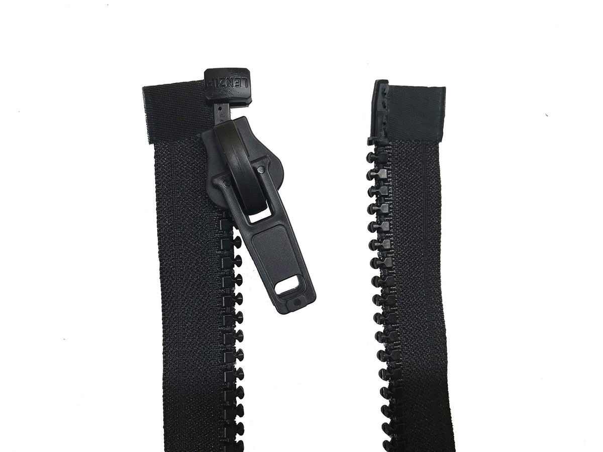 EZ-Xtend Lenzip #10 Separating Zipper, Dbl Plastic Lock Pull (Black, 18")