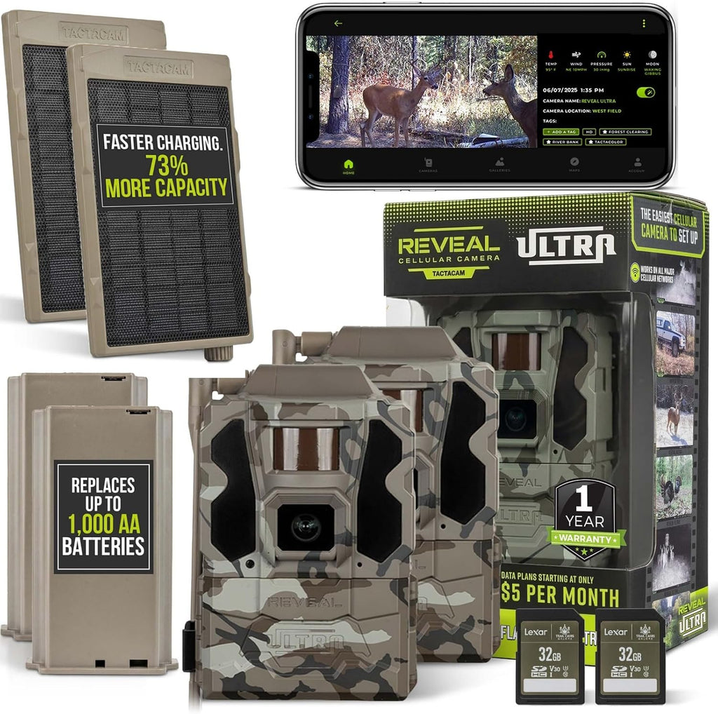 Reveal Ultra Cellular Trail Camera – 4K Photo, 1080P Video, Live Streaming, GPS, Low-Glow/No-Glow Flash, LTE –