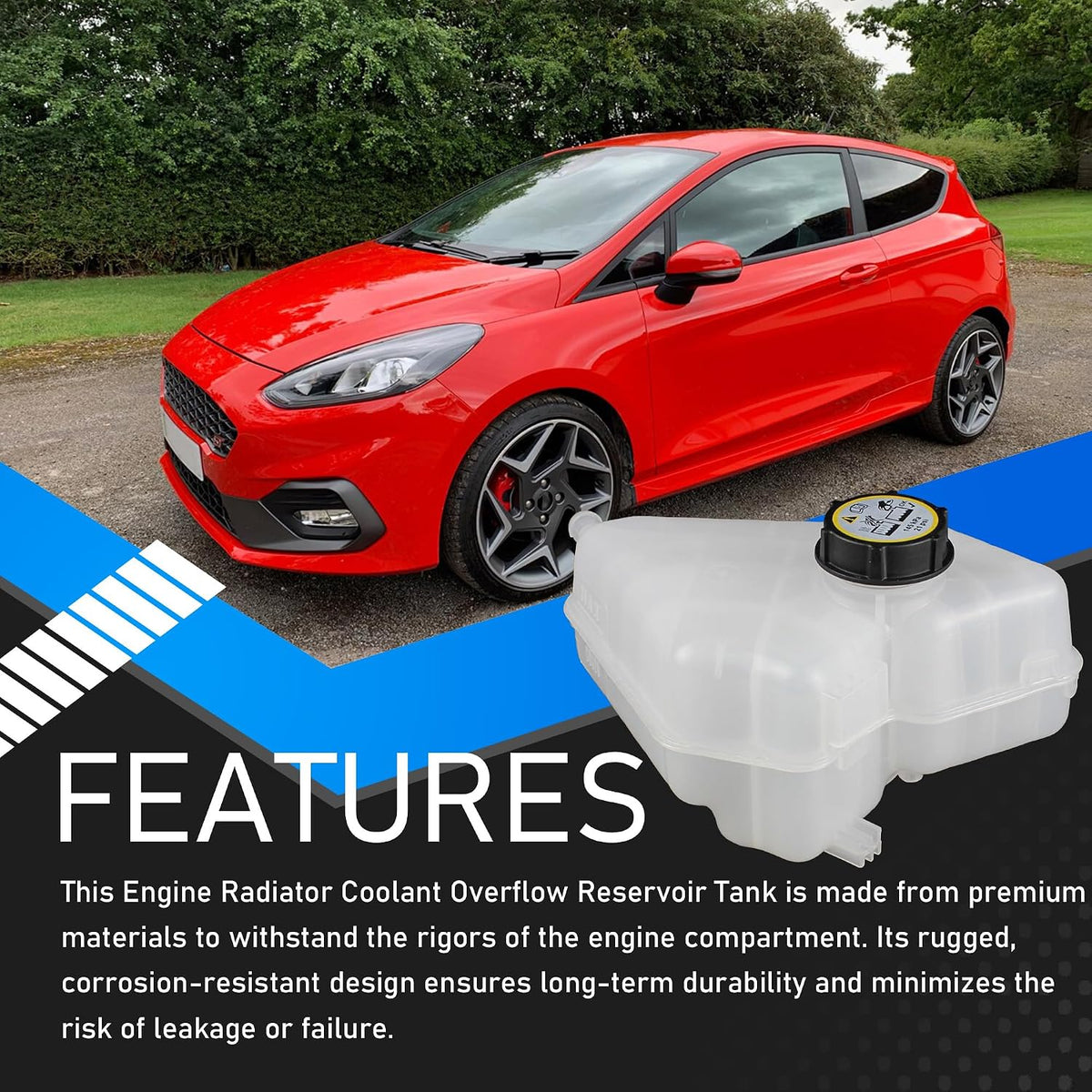 Engine Coolant Reservoir Tank with Cap Fit for 11-19 Ford Fiesta