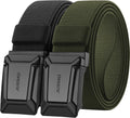 JUKMO 2 Pack Men's Stretch Tactical Belt, 1.5" Nylon Web with Flip Buckle