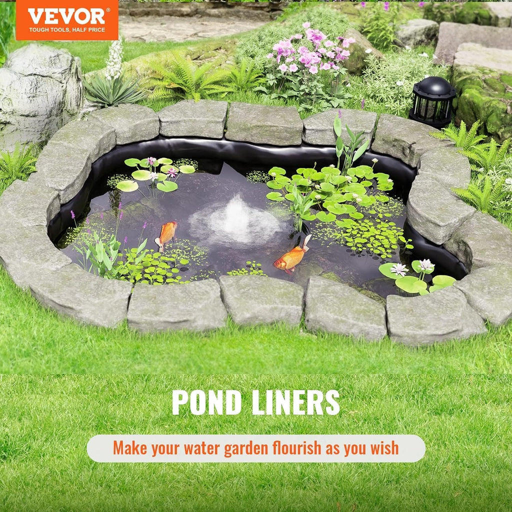 20 x 25 ft Pond Liner, 45 Mil Thickness, Durable EPDM Material, Black