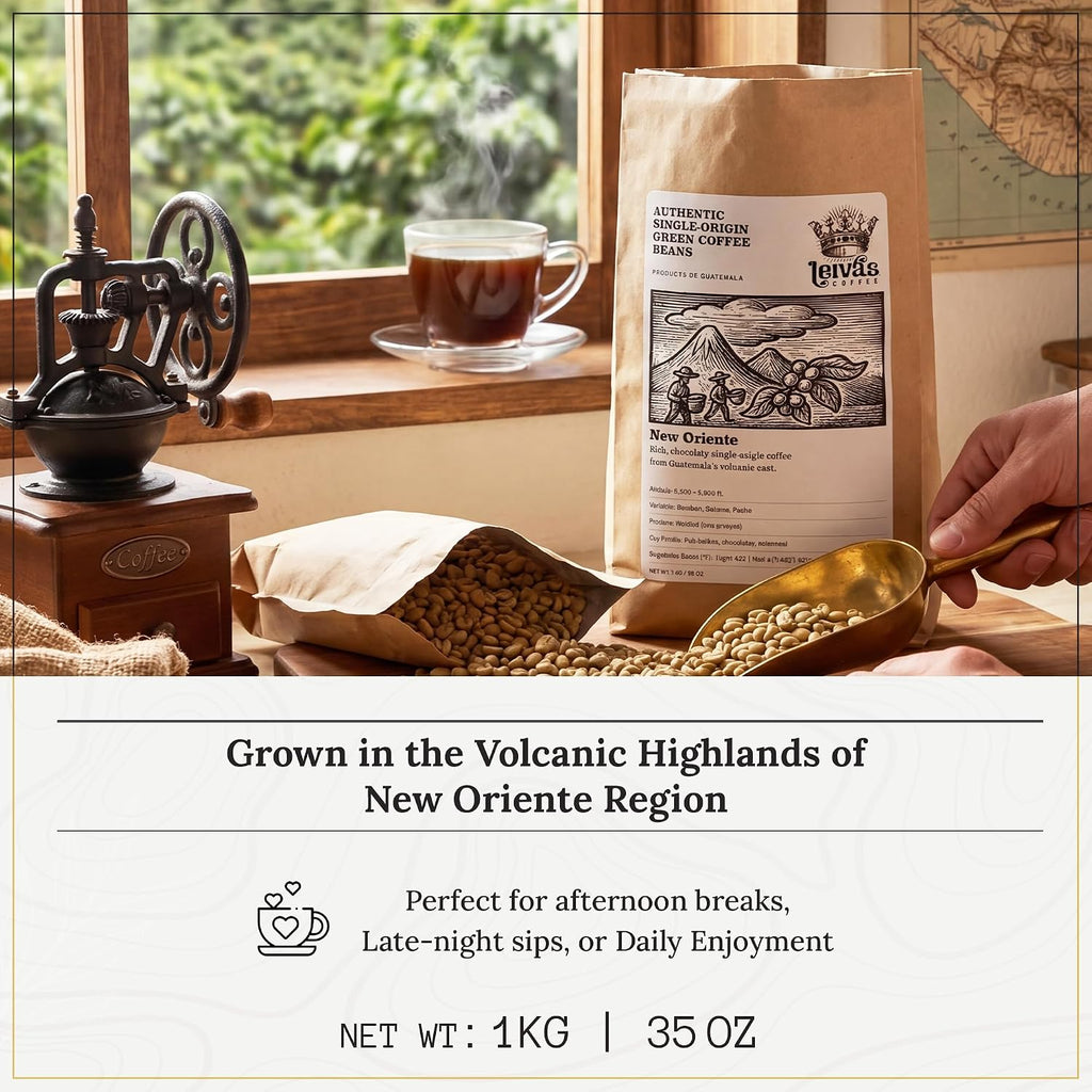 Leiva's Unroasted Green Coffee Beans Nuevo Oriente 1kg (35 oz)