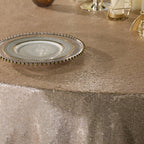 120-Inch Round Sequin Tablecloth for Party Cake Dessert Table Exhibition Events, Champagne