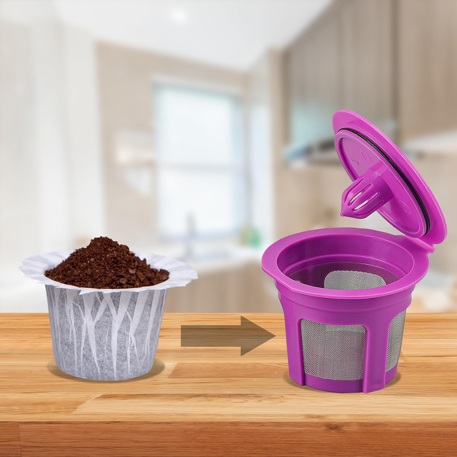 100 Count Disposable Coffee Paper Filters,Compatible with Keurig Brewers Single Serve 1.0 and 2.0, Fit all Reusable