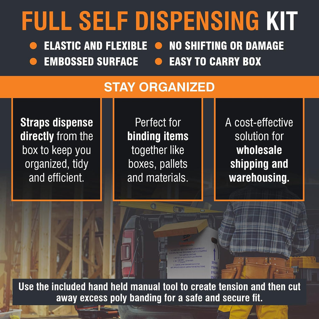 Portable Strapping Kit 1/2" Poly 3000ft Tool Set