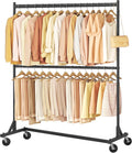 Double Rod Z Rack, Rolling Clothes Racks with Z-Base, Adjustable Clothing Rack, Standing Clothes Rack, Metal Clothing