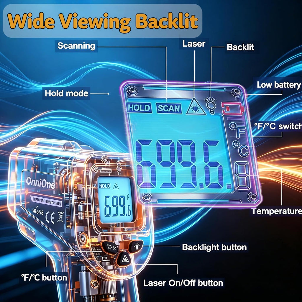 Infrared Thermometer Temperature Gun for Cooking -58℉~1022℉