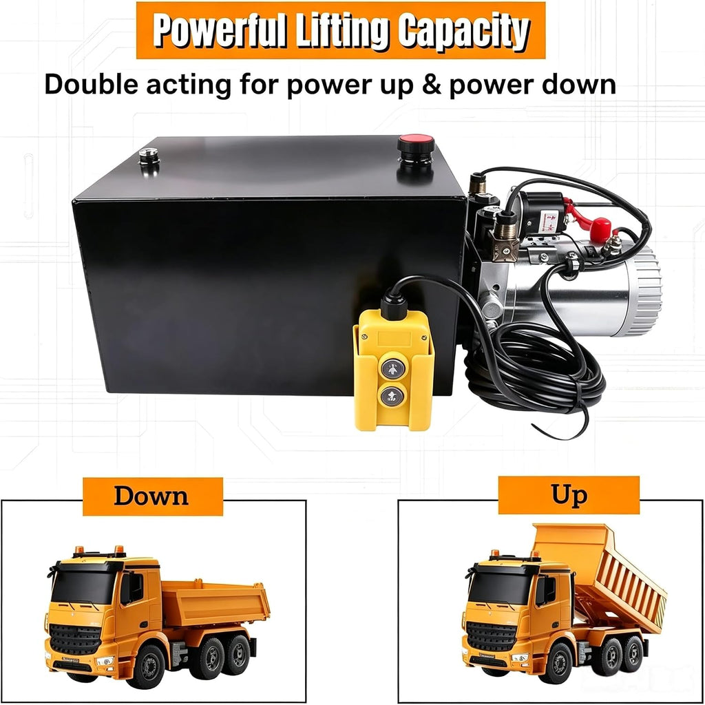 20 Quart Double Acting Hydraulic Power Unit 12V 3200 PSI