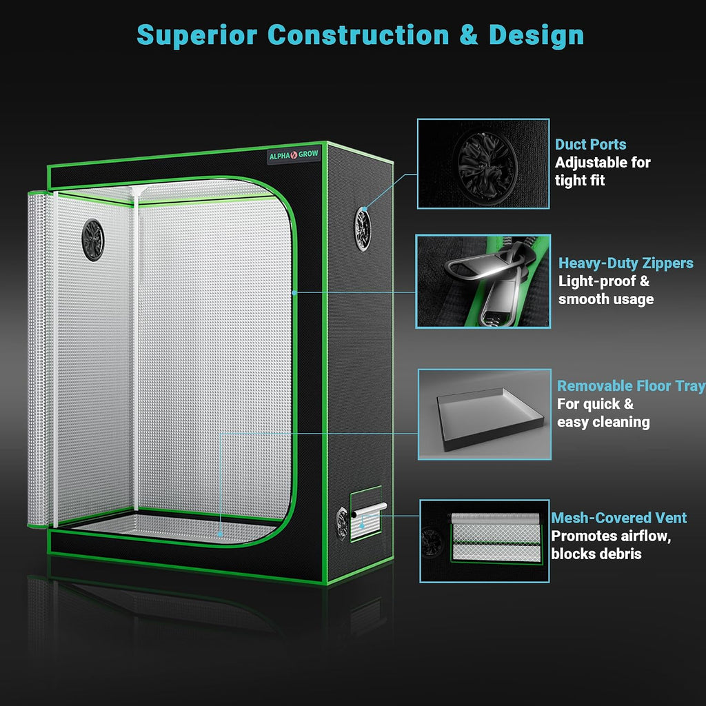 2x4 Grow Tent Kit with 6 Inch Fan and Carbon Filter, 48"x24"x60" 1680D Mylar Indoor Grow Tent Ventilation System with
