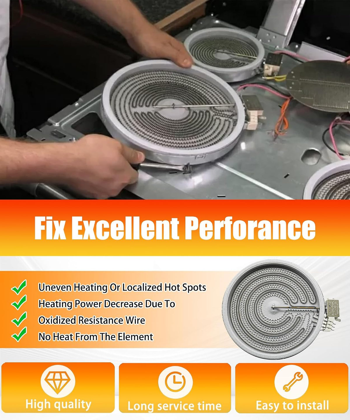 316530000 316530001 9" Range Oven Dual Radiant Surface Element Replacement