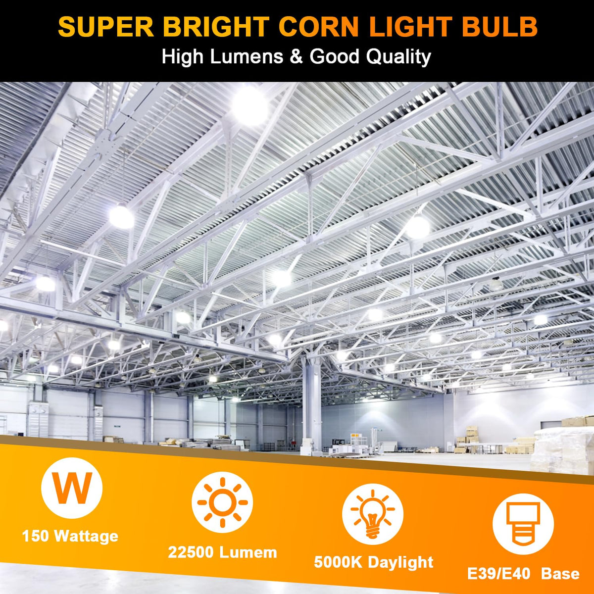 150W LED Corn Light Bulb 5000K Daylight 22500LM Led Corn Bulb E39/E40 Base