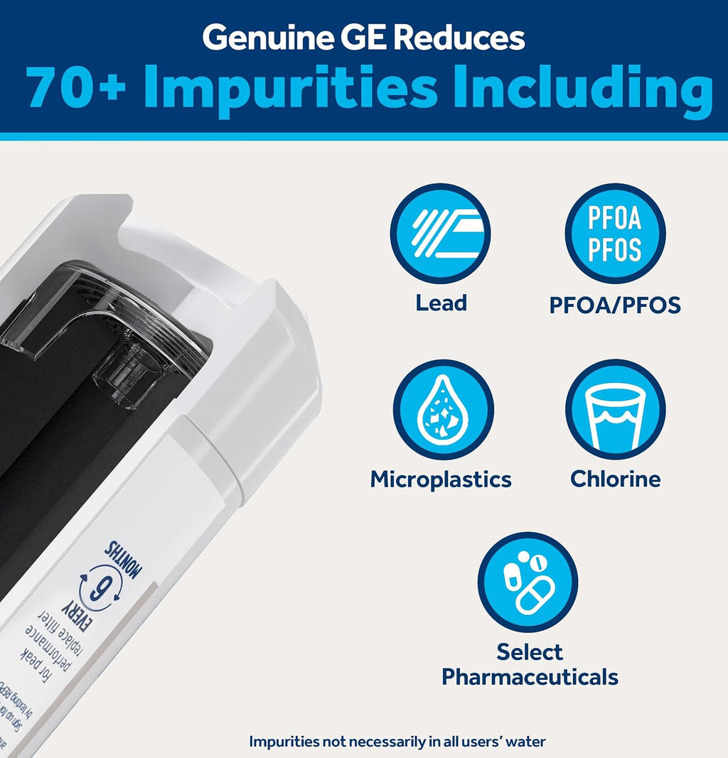 GE XWFE Refrigerator Water Filter, Genuine Filter, Guaranteed Fit, 2-pack