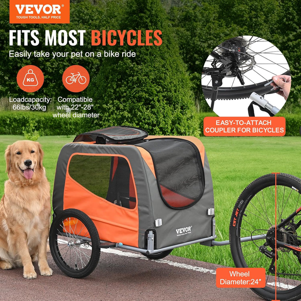 Dog Bike Trailer, Supports up to 66 lbs, Pet Cart Bicycle Carrier