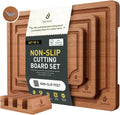 3 Packs Bamboo Cutting Board Set with Non Slip Feet Holder and Over Sink Nice Solid Thick Wood Juice Groove Chopping