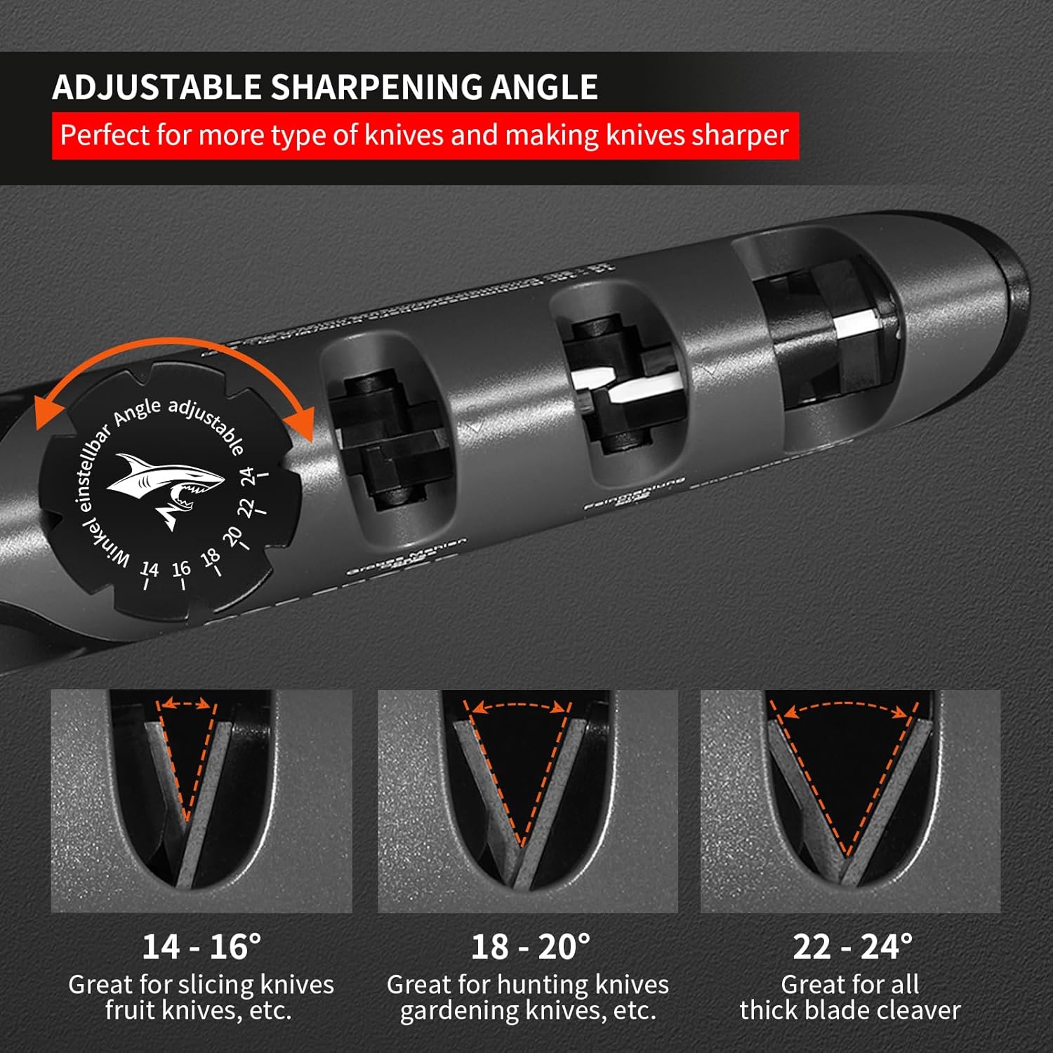 Knife Sharpener, 6 Adjustable Sharpening Angle, Coarse & Fine Knife Sharpener Tool, Handheld Manual Knives Sharpener