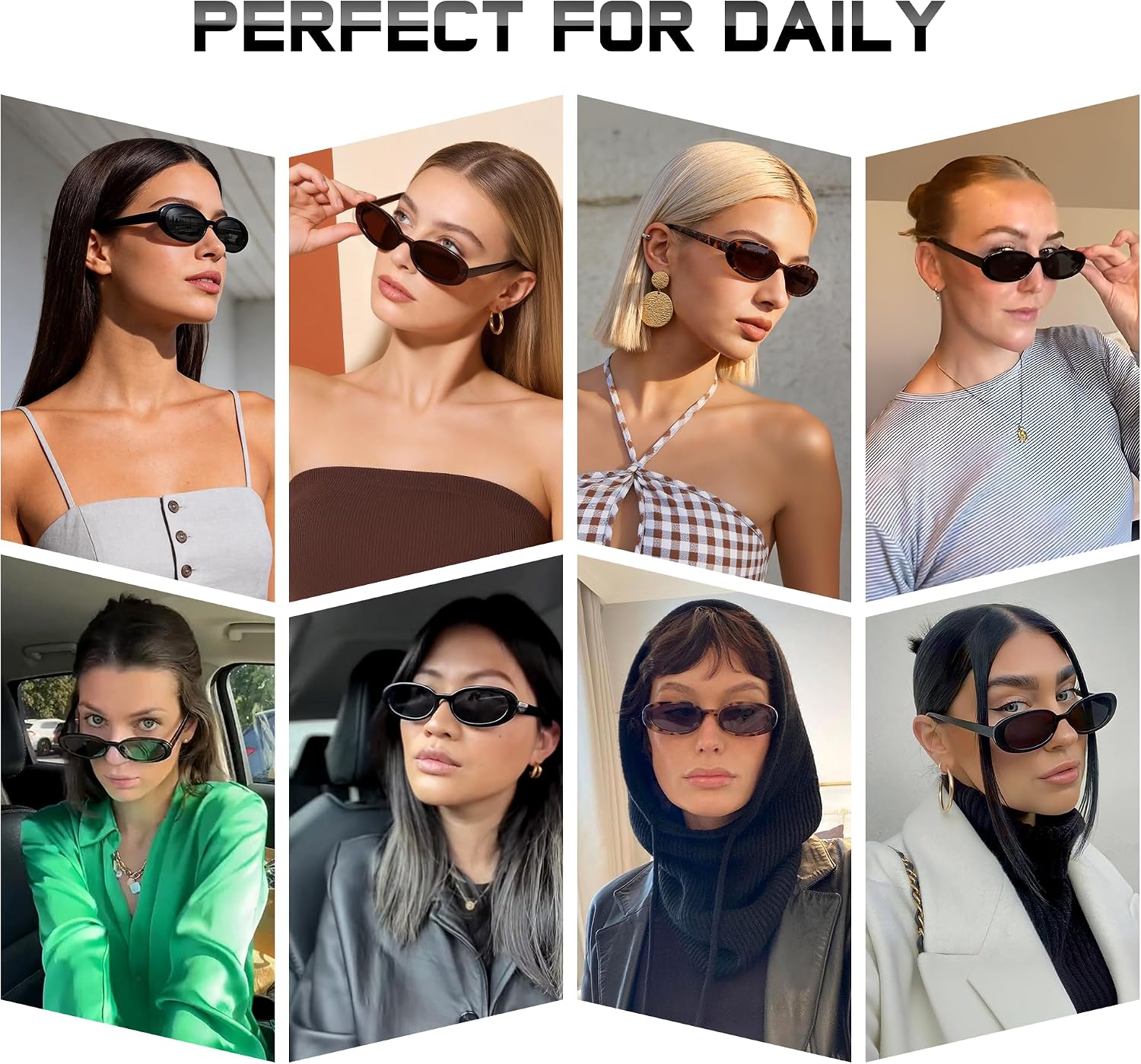 Sunglasses Womens Retro Oval Sunglasses for Women Men Fashion Small Oval Sun Glasses 90s Vintage Driving Shades