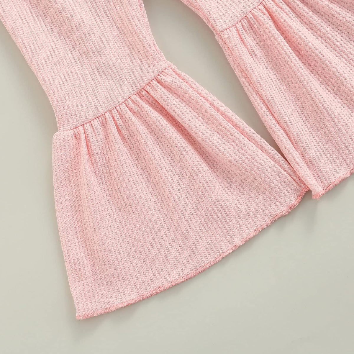 Toddler Bell Bottoms Baby Girls Leggings Ribbed Knit Flare Pants Solid Color Wide Leg Pants Ruffle Trousers
