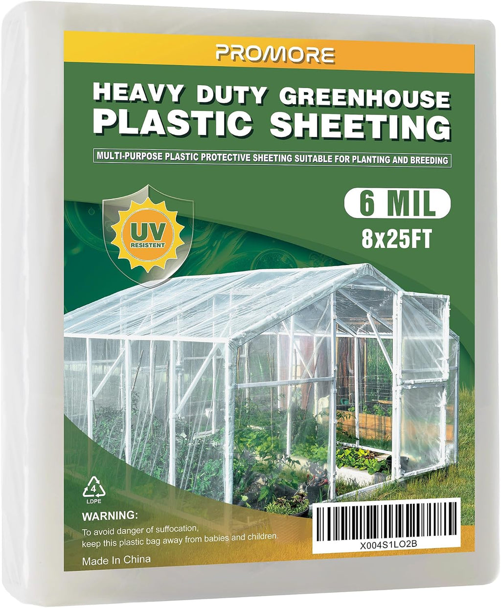 6 Mil Plastic Sheeting, 8x25 FT, Heavy Duty Greenhouse Plastic