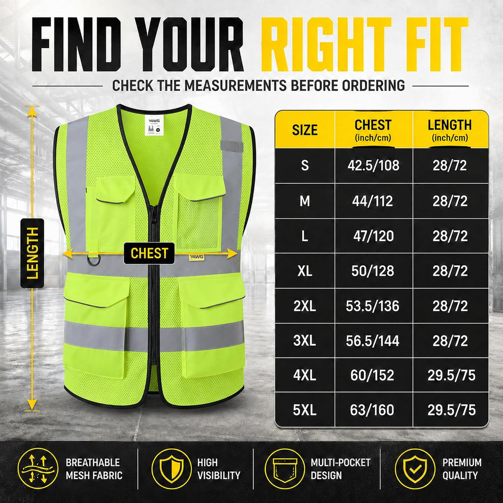 Reflective Safety Vest for Men Women with Pockets,Meets ANSI/ISEA | Breathable Mesh Construction Vest with Reinforced