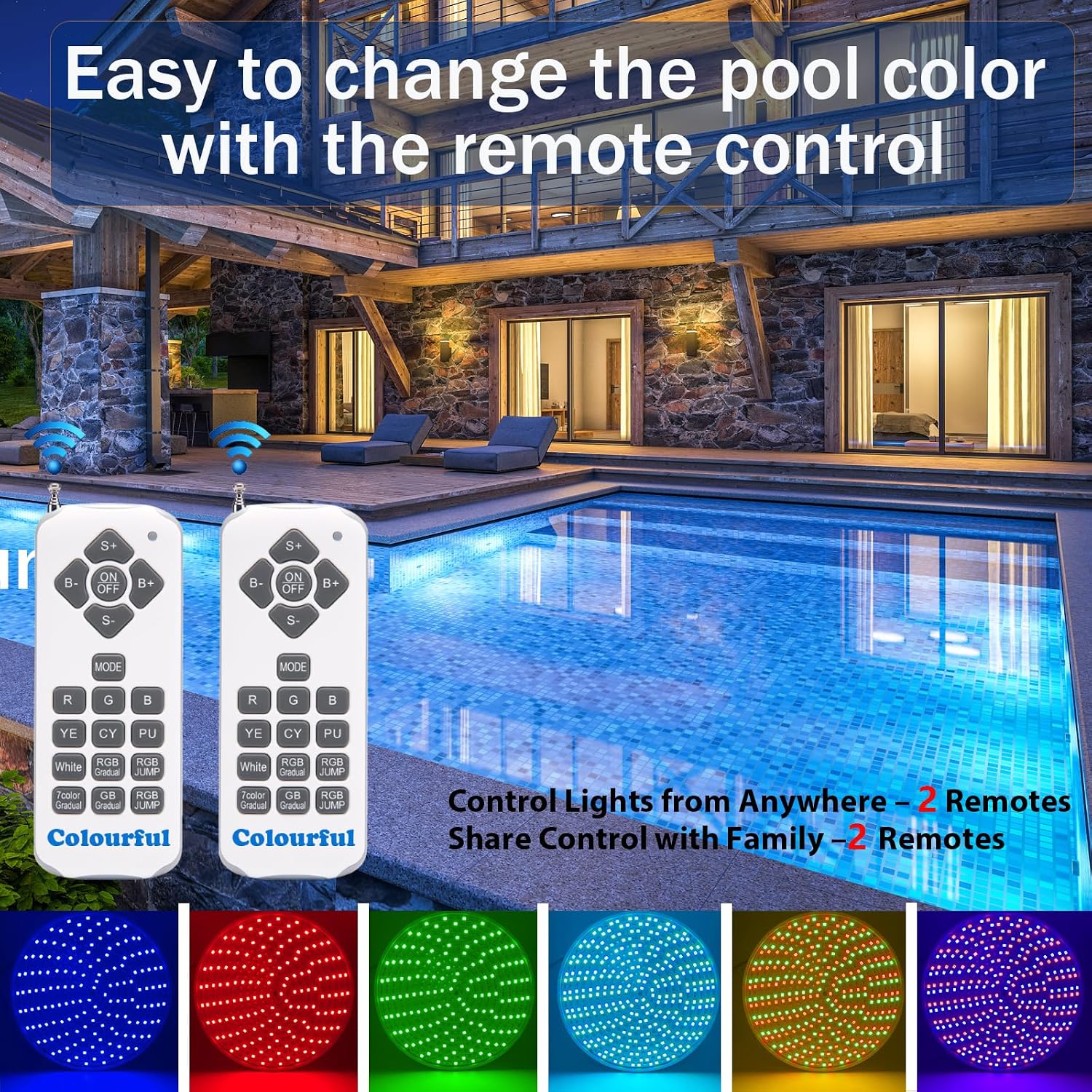120V 50W LED Color Changing Pool Lights for Inground Pool, Swimming Pool Light Bulb with Remote, E26 Replacement