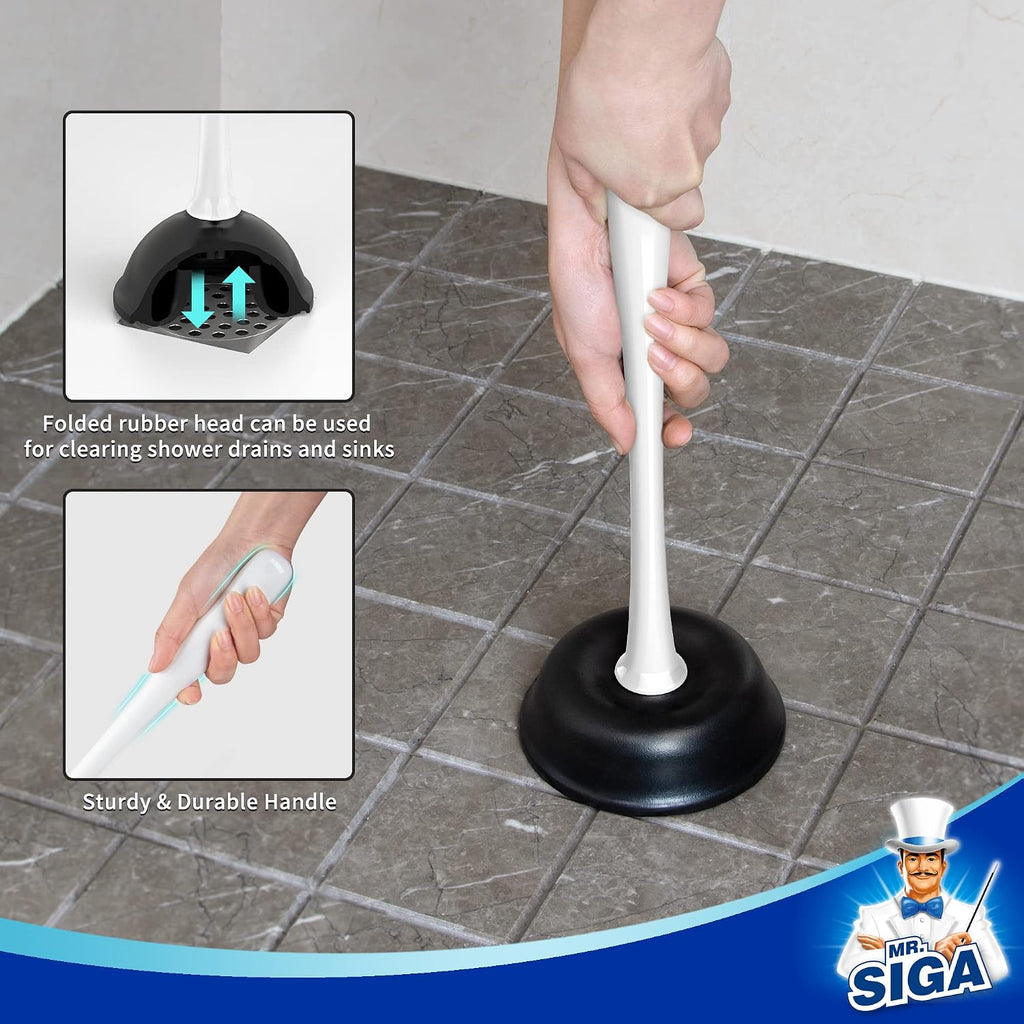 Toilet Plunger and Bowl Brush Combo for Bathroom Cleaning, White | Heavy duty toilet brush and plunger set, toilet