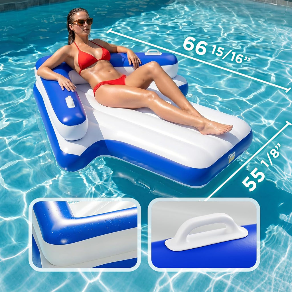 Inflatable Pool Floats for Adult, Floating Pool Lounger Tanning Bed, Cool Sun Bathing Tan Blow up Raft Floatie