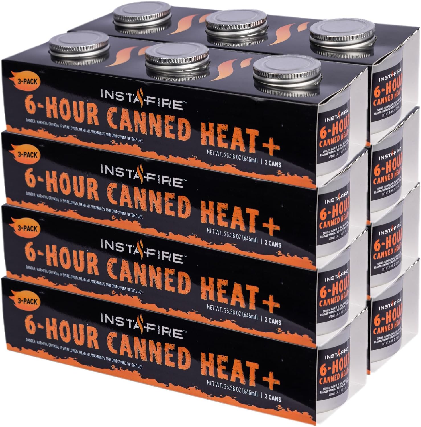 InstaFire 6-Hour Canned Heat (24 Cans), Canned Heat for Cooking, Canned Heat for Food, Heat for Camping, Heat for