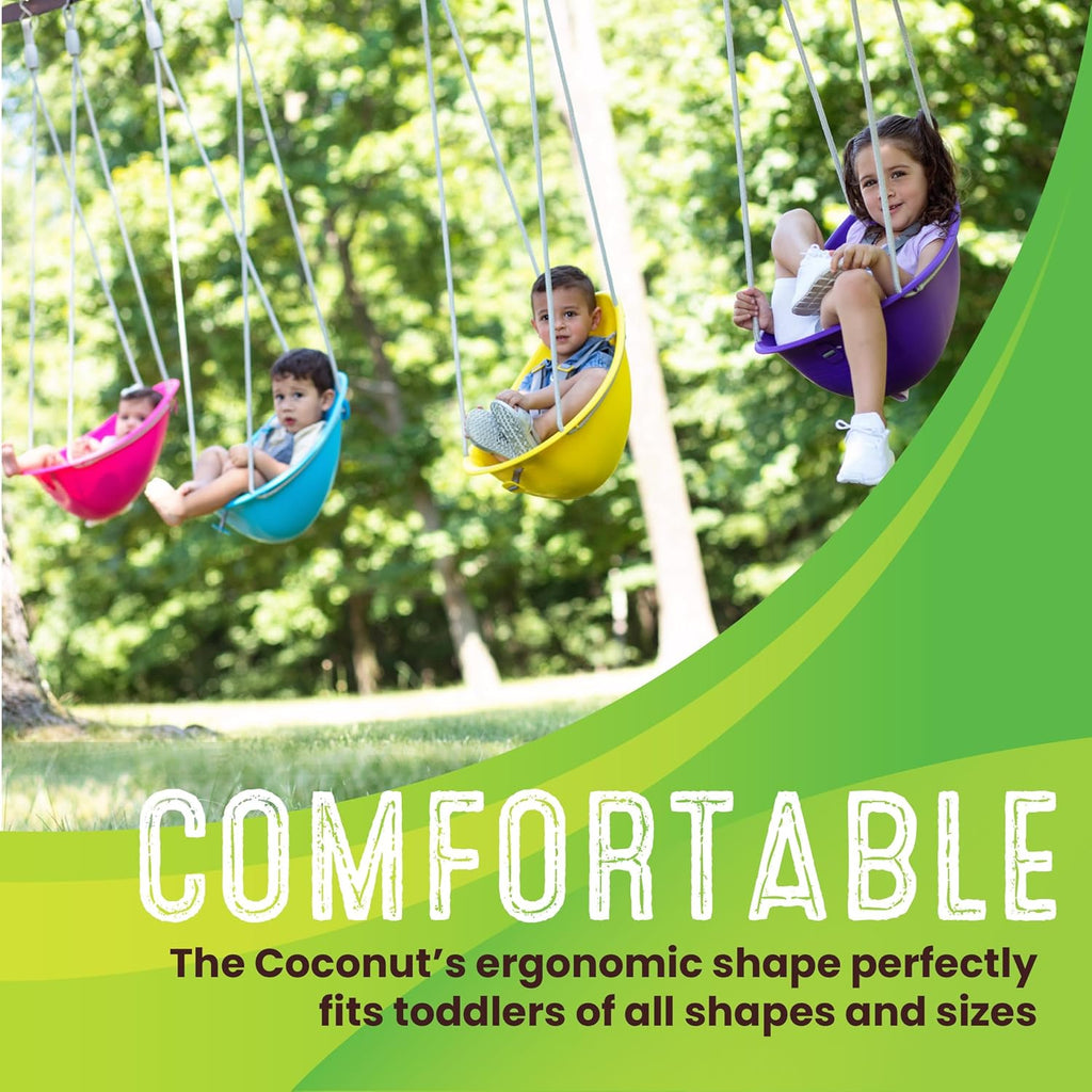 Coconut Toddler Swing – Comfy Baby Swing Outdoor, 3- Point Adjustable Safety Harness, Secure, Safe Quick Click