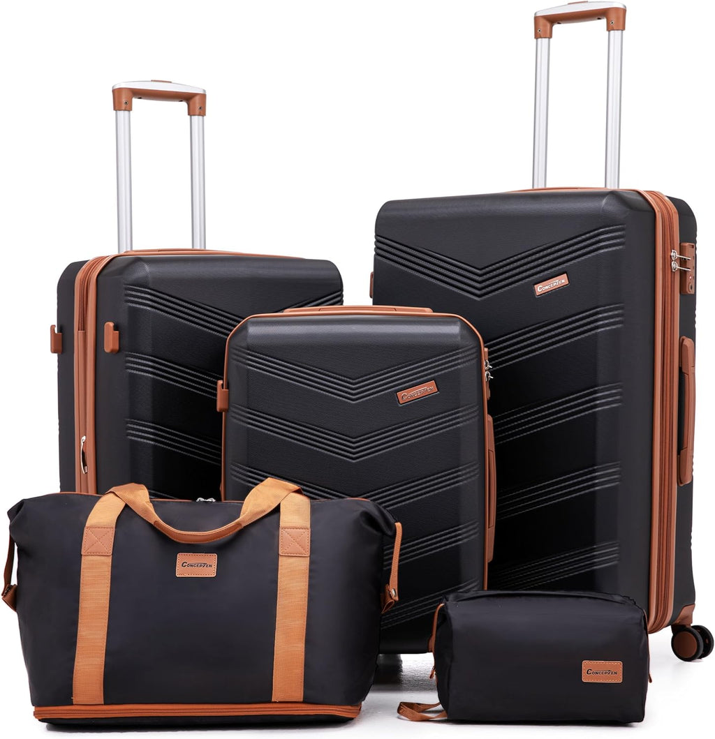 Expandable Hardshell Luggage Set 5 Piece, 22x14x9 Airline Approved Carry On, 20/24/28" Suitcase Set with TSA Lock