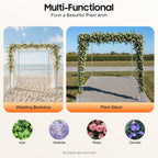 10FT Wedding Backdrop Stand, Adjustable 4-Post Canopy Chuppah Mandop Hardware Kit, Metal Arch Frame for Wedding