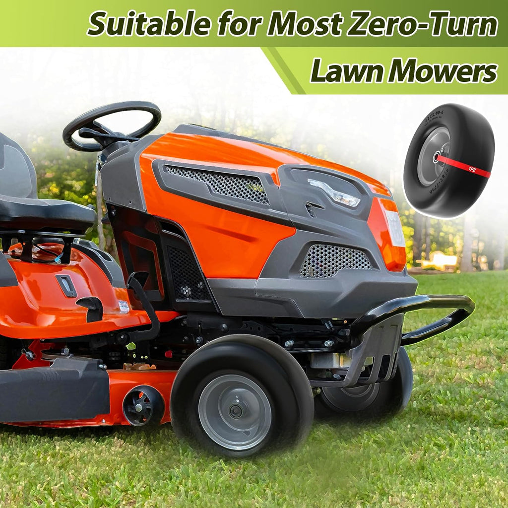13x5.00-6 Flat Free Lawn Mower Tire and Wheel 13x5x6 Solid Front Tires | for Zero Turn Mower 500Lbs Load 3/4" 5/8"