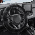 Furry Car Steering Wheel Cover with Fluffy Gear Shift Cover Soft Warm Non-Slip Car Decoration for Men Women Girls 2