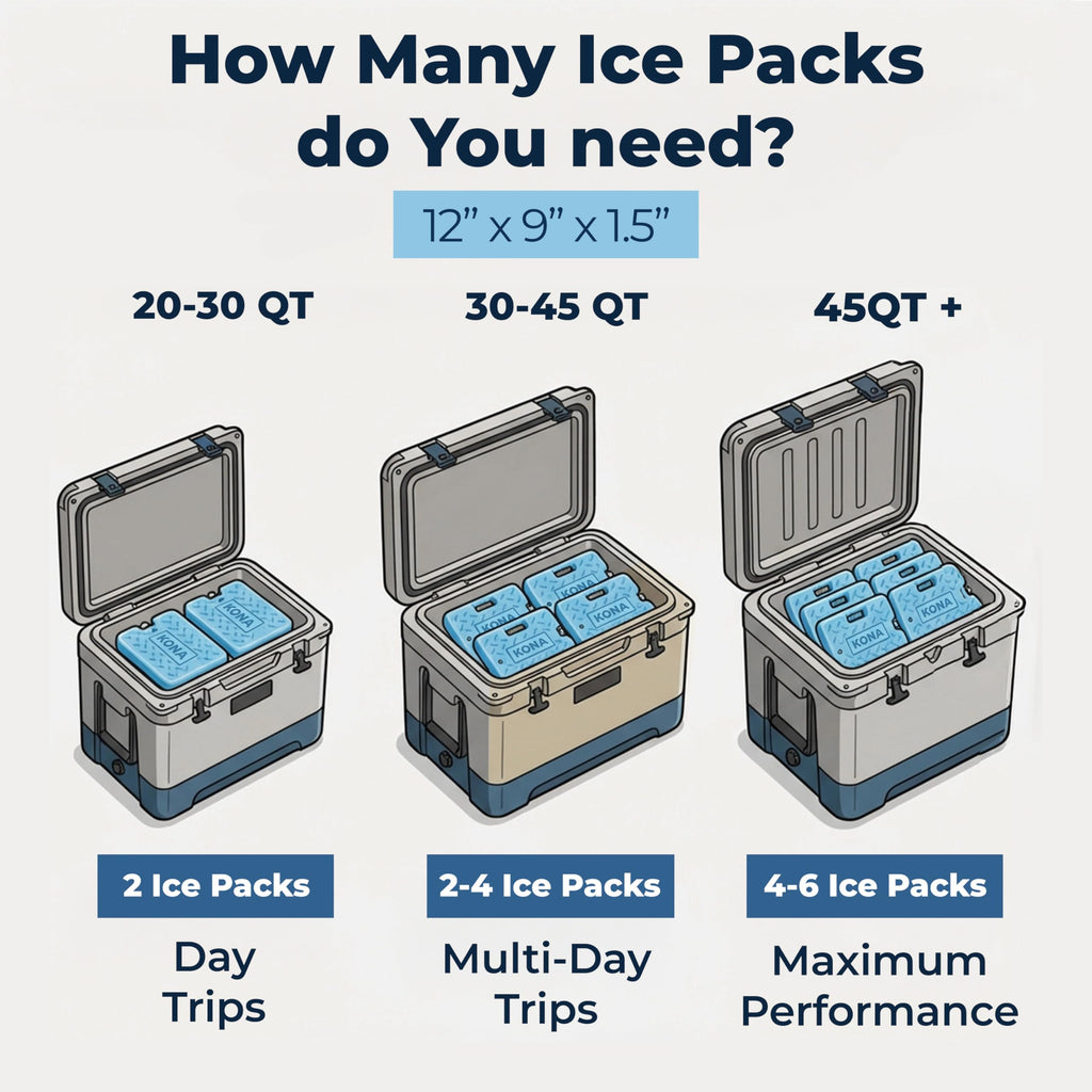 Blue Ice Large Ice Packs for Coolers, 4 Pack, Reusable