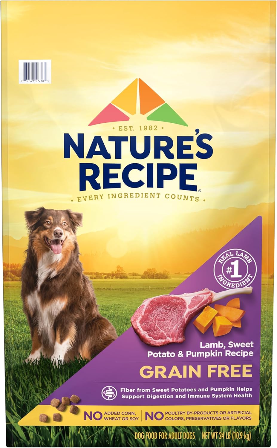 Nature’s Recipe Grain Free Lamb, Sweet Potato & Pumpkin Recipe Dry Dog Food, 24 lb. Bag