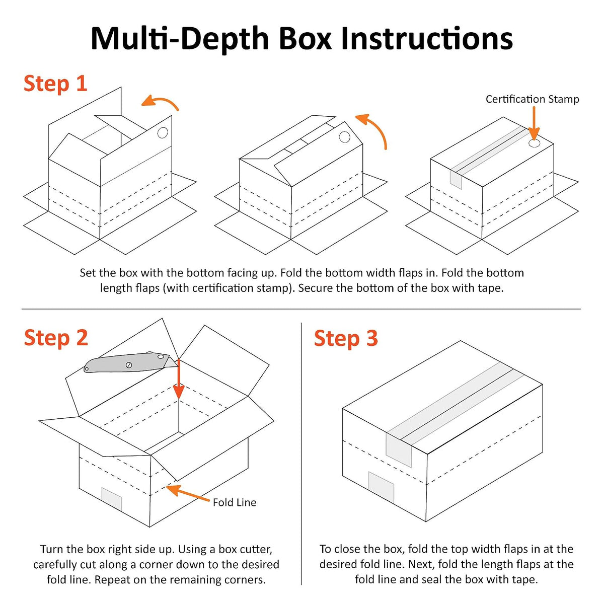 SNMD141414 Multi-Depth Corrugated Boxes, 14"L x 14"W x 14"H, Kraft (Pack of 25)