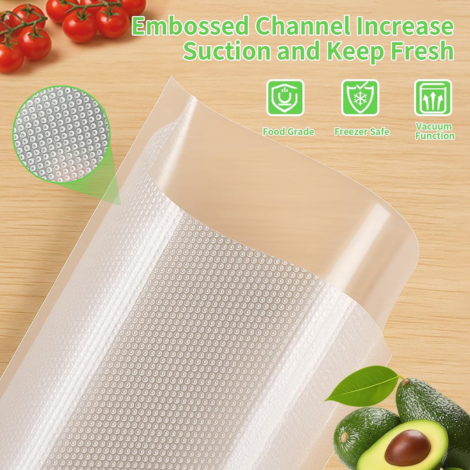4Pack Vacuum Sealer Bags Rolls 11"x50' for Food Storage