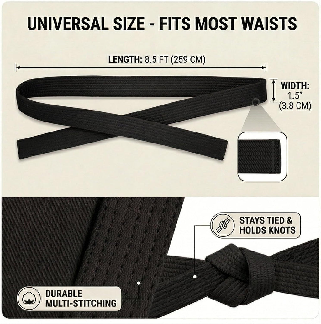 1.5inch x 8.5ft Karate Belt for Coach Teaching Practice - Martial Arts Belt Display, Taekwondo Belt Display