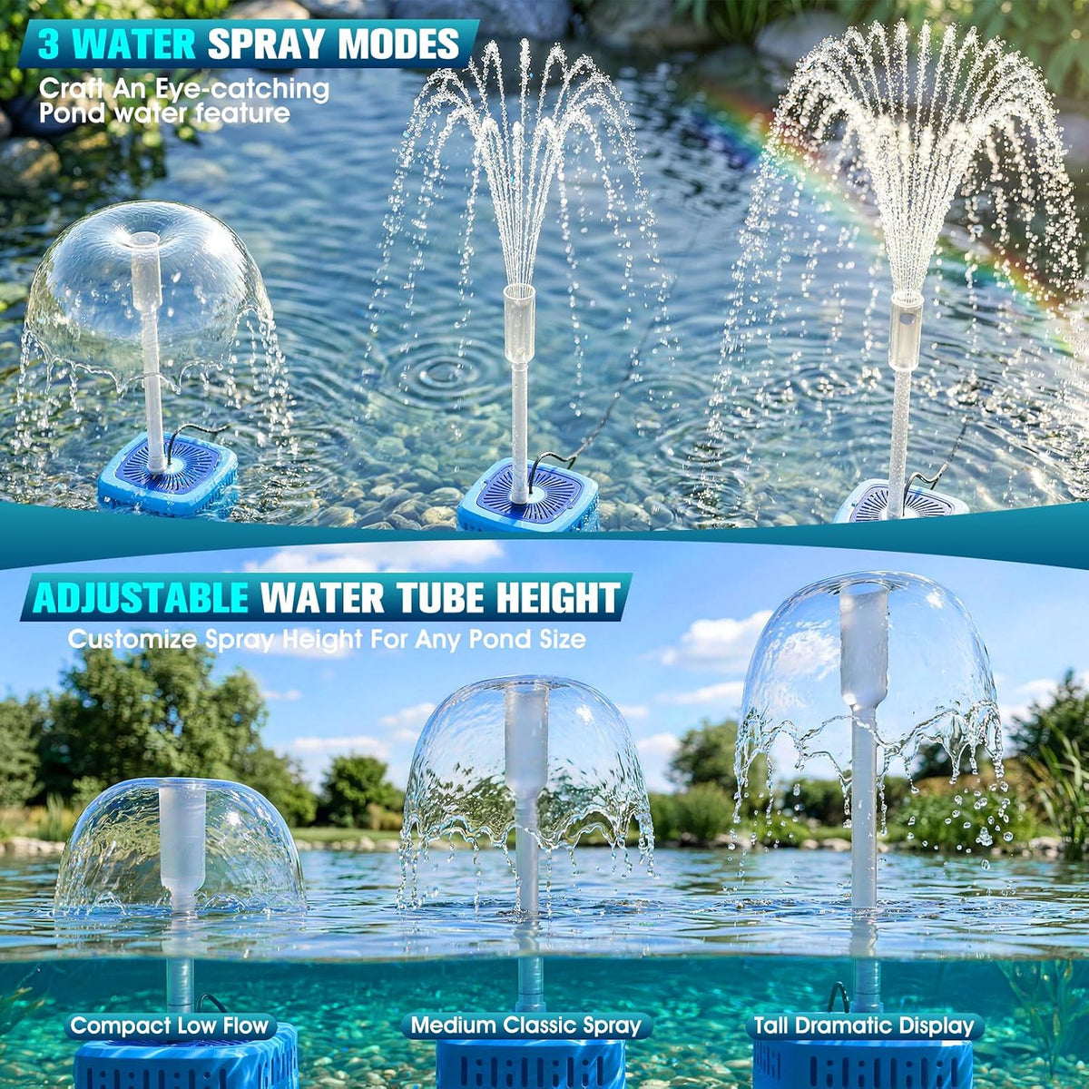 Pond Filter with Pump Fountain Kits,Pond Pump for Outdoor Ponds-Blue