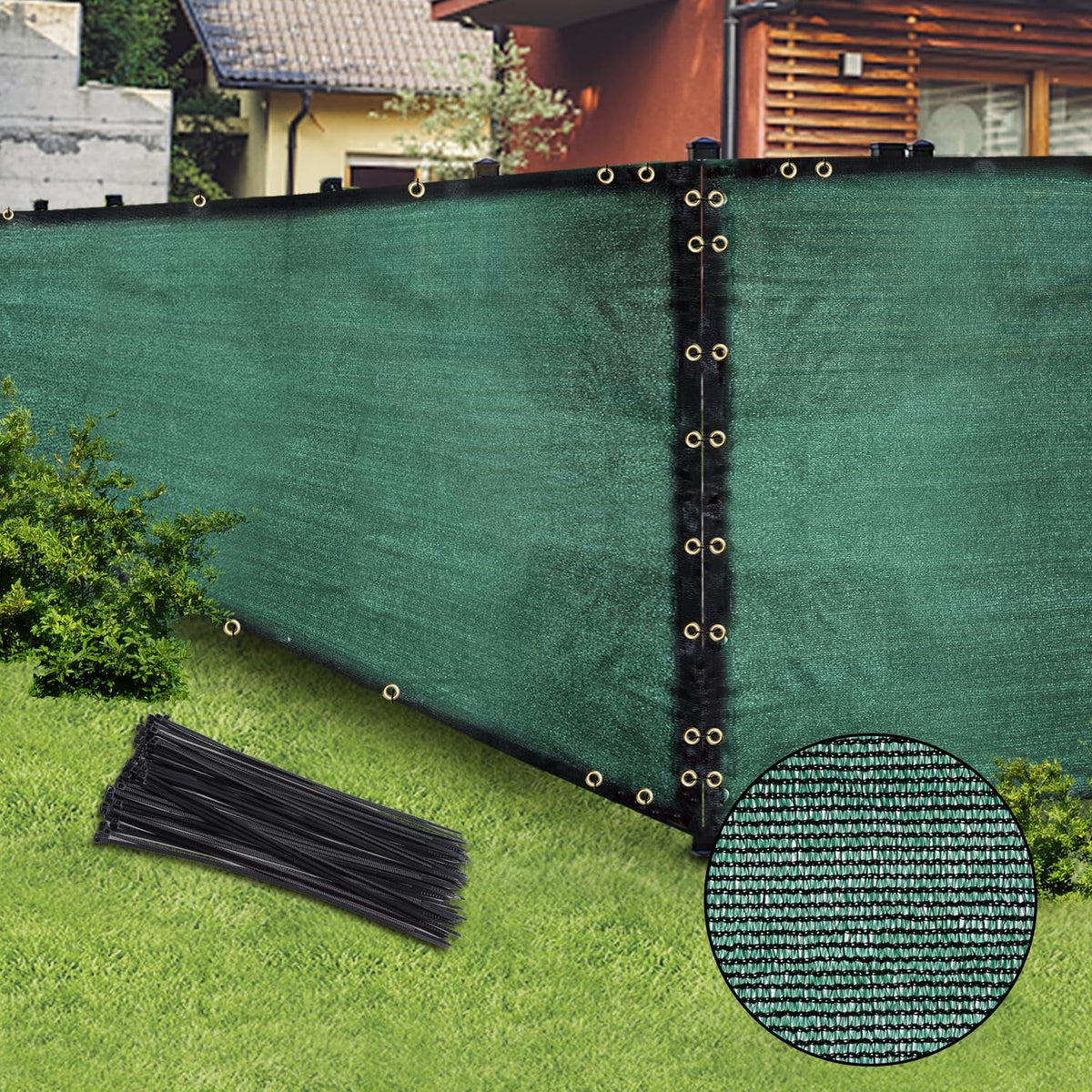 Green 6FT X 50FT Outdoor Privacy Screen Fence & Mesh Shade Net Cover, Ideal for Garden and Backyard - Enhances
