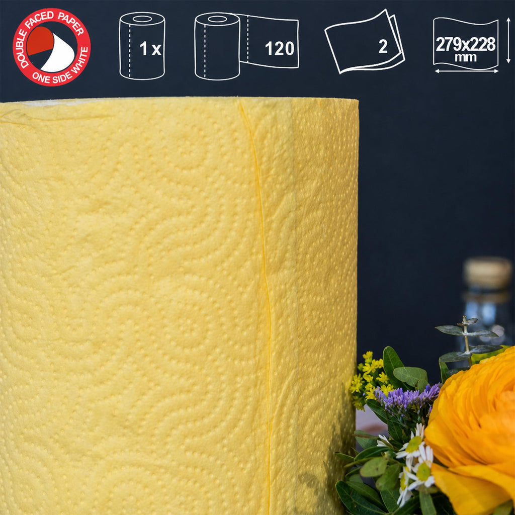 Yellow Colored Paper Towel Jumbo Rolls 2-Ply-120 Sheets