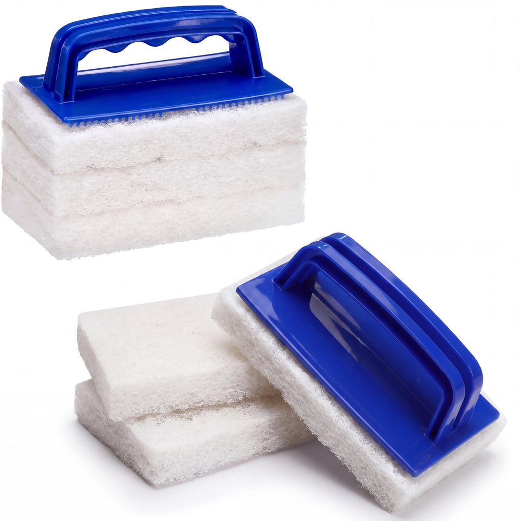 8 Pcs Handled Bath Scrubber Sponge Scrub Pad with Handle Cleaning